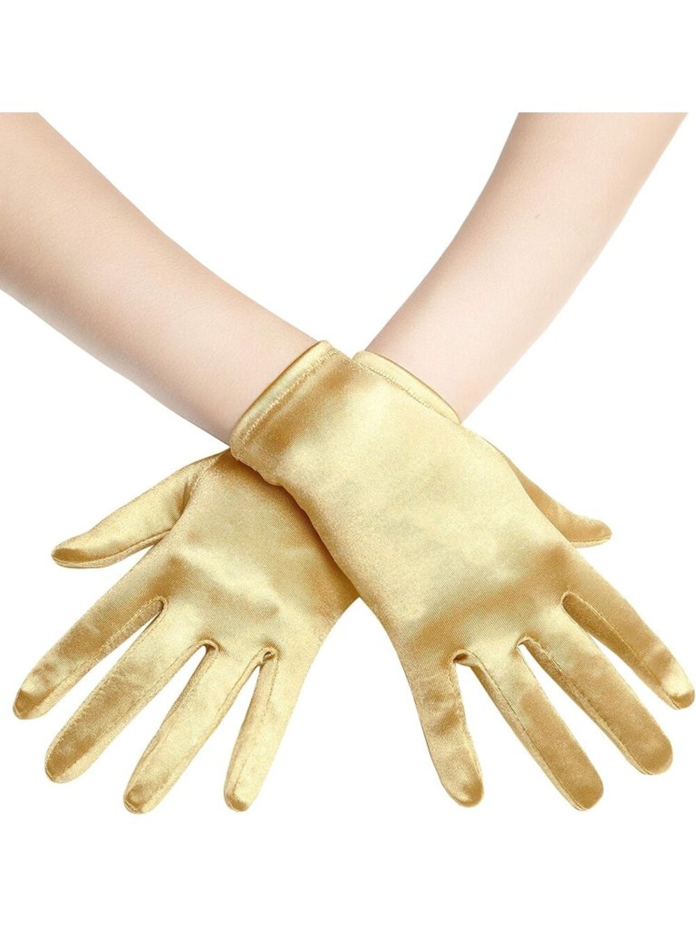 Women's Gold 1920s Bridal Tea Party Wedding Short Satin Opera Gloves
